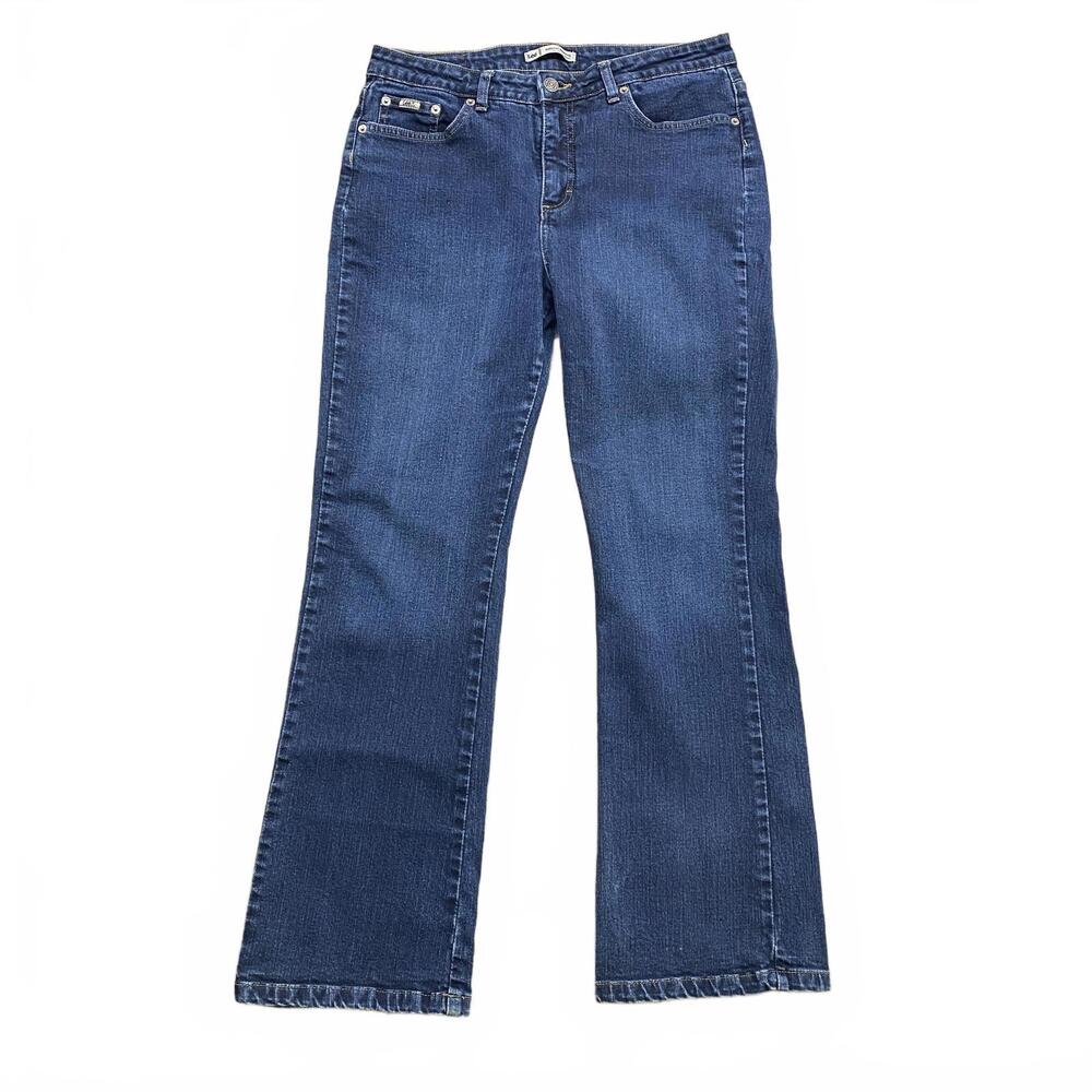 VTG Y2K Lee Natural Bootcut Jeans Size 12S "Just Below Waist" M Blue Flare